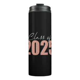 Roos Gold Glitter Klasse van 2025 Thermosbeker