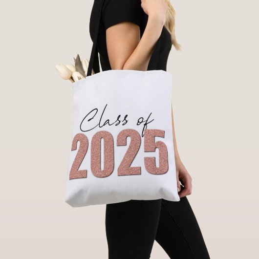 Roos Gold Glitter Klasse van 2025 Tote Bag (Dichtbij)