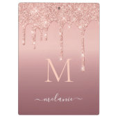 Roos Gold Glitter Klembord Aangepaste letter en na (Achterkant)