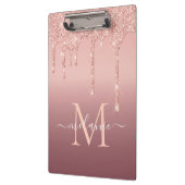 Roos Gold Glitter Klembord Aangepaste naam en lett (Links)