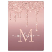 Roos Gold Glitter Klembord Aangepaste naam en lett (Achterkant)