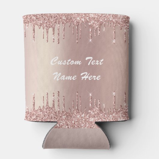 Roos Gold Glitter Koelbox met aangepaste tekstnaam Blikjeskoeler (Achterkant)