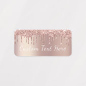Roos Gold Glitter Labels met aangepaste tekst (Design 1)