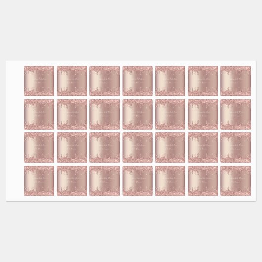 Roos Gold Glitter Labels met aangepaste tekstnaam (Vel)