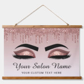 Roos Gold Glitter Lash Brow Beauty Business Hangend Wandkleed (Voorkant)