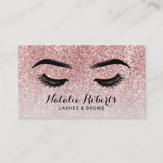 Roos Gold Glitter Lashes Brows Makeup Artist Visitekaartje (Voorkant)