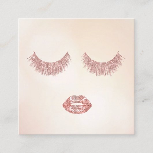 Roos Gold Glitter Lashes & Lips Makeup Artist Vierkante Visitekaartje (Voorkant)