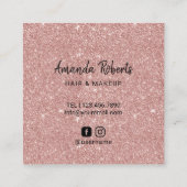 Roos Gold Glitter Lashes & Lips Makeup Artist Vierkante Visitekaartje (Achterkant)