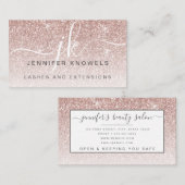 Roos Gold Glitter Lashes Monogram Open Covid Visitekaartje (Voorkant / Achterkant)