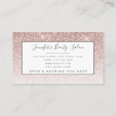 Roos Gold Glitter Lashes Salon Open Covid Safety Visitekaartje (Achterkant)