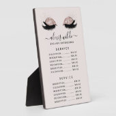 Roos Gold Glitter Lashes Salon Price Menu Plaque Fotoplaat (Zijkant)