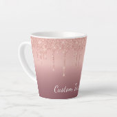 Roos Gold Glitter Latte Mok met aangepaste tekst (Linkerhoek)