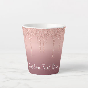 Roos Gold Glitter Latte Mok met aangepaste tekst