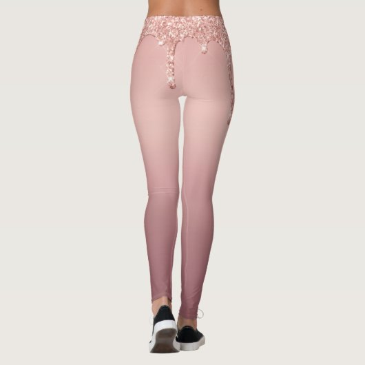 Roos Gold Glitter Leggings Aangepaste tekst en let (Achterkant)