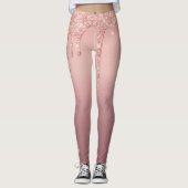 Roos Gold Glitter Leggings Aangepaste tekst en let (Voorkant)