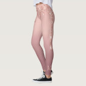 Roos Gold Glitter Leggings Aangepaste tekst en let (Links)