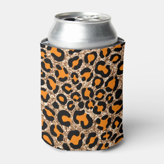 Roos Gold Glitter Leopard Girly Cheetah Pattern Blikjeskoeler (Blikje Voorkant)