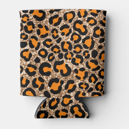 Roos Gold Glitter Leopard Girly Cheetah Pattern Blikjeskoeler (Voorkant)