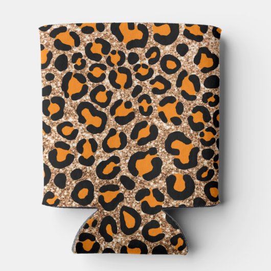 Roos Gold Glitter Leopard Girly Cheetah Pattern Blikjeskoeler (Achterkant)