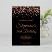 Roos Gold Glitter Leopard Glam Black 30th Birthday Folie Uitnodiging (Staand Voorkant)