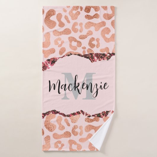 Roos Gold Glitter Leopard Print Bad Handdoek (Badhanddoek)