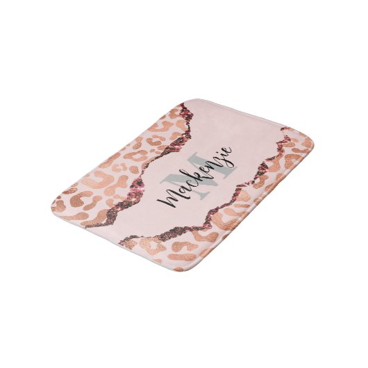 Roos Gold Glitter Leopard Print Badmat (Gekanteld)