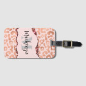 Roos Gold Glitter Leopard Print Bagagelabel (Voorkant (horizontaal))