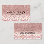 Roos Gold Glitter Leopard Print Beauty Salon Visitekaartje (Voorkant / Achterkant)
