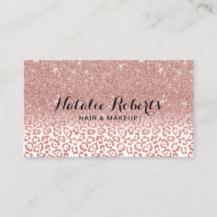 Roos Gold Glitter Leopard Print Beauty Salon Visitekaartje