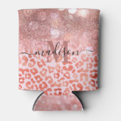 Roos Gold Glitter Leopard Print Blikjeskoeler (Voorkant)