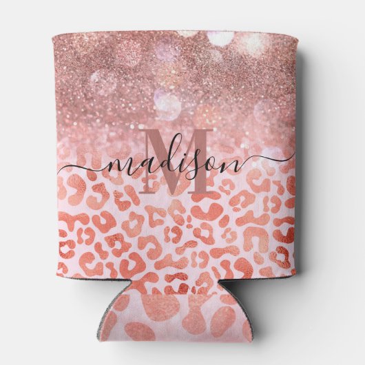 Roos Gold Glitter Leopard Print Blikjeskoeler (Achterkant)