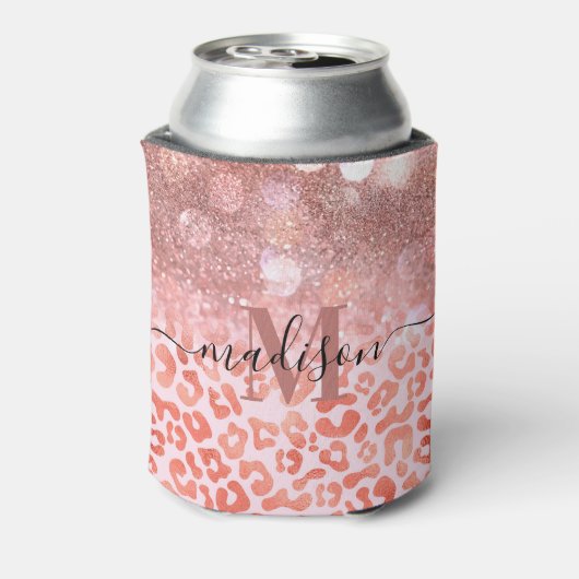 Roos Gold Glitter Leopard Print Blikjeskoeler (Blikje Achterkant)