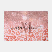 Roos Gold Glitter Leopard Print Deurmat (Voorkant)