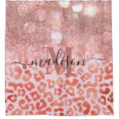 Roos Gold Glitter Leopard Print Douchegordijn (Voorkant)