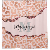 Roos Gold Glitter Leopard Print Douchegordijn (Voorkant)