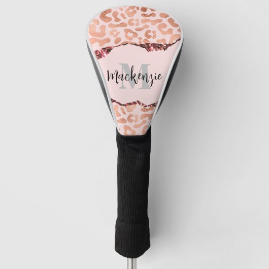 Roos Gold Glitter Leopard Print Golfheadcover (Voorkant)