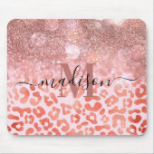 Roos Gold Glitter Leopard Print Muismat (Voorkant)