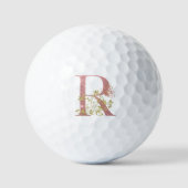 Roos Gold Glitter Letter R Golfballen (Voorkant)