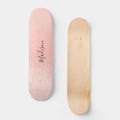 Roos Gold Glitter Licht Aangepast Persoonlijk Skateboard (Voorkant)
