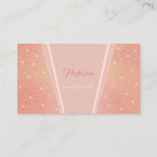  Roos Gold Glitter Licht Roze Aangepaste Foto Visitekaartje (Voorkant)