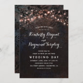 Roos Gold Glitter Lights | Rustic Country Wedding Kaart (Voorkant / Achterkant)