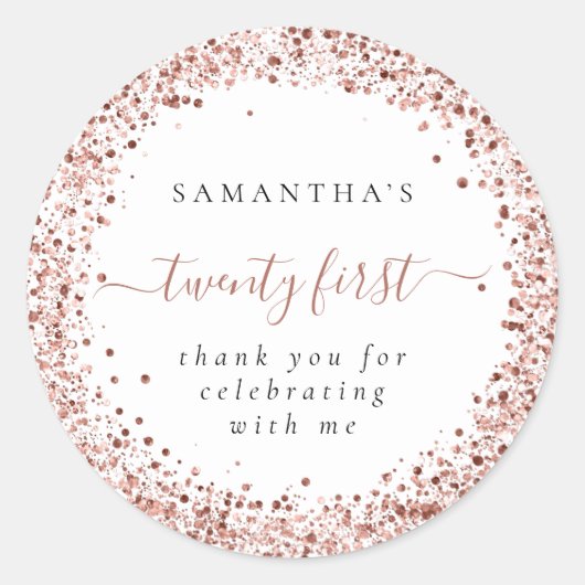Roos Gold Glitter Lijst Name Bedankt 20 eersten Ronde Sticker (Voorkant)
