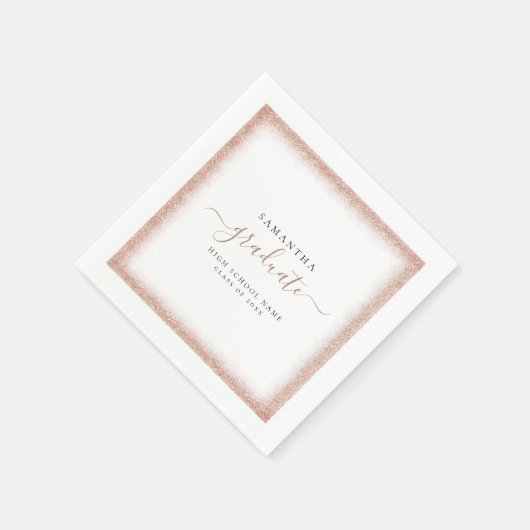 Roos Gold Glitter Lijst Name Graduparty Servet (Hoek)