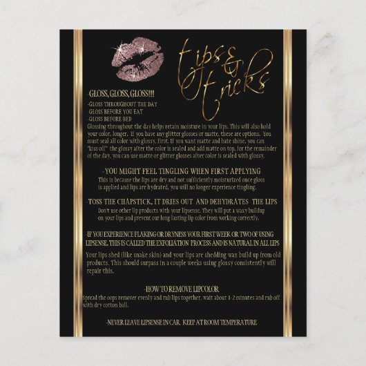 Roos Gold Glitter Lip instructies Flyer (Achterkant)