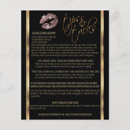 Roos Gold Glitter Lip instructies Flyer (Achterkant)
