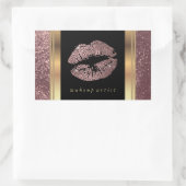 Roos Gold Glitter Lips en Elegant Gold Font Rechthoekige Sticker (Tas)