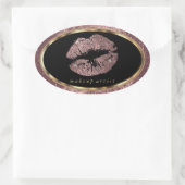 Roos Gold Glitter Lips en Gold Font Ovale Sticker (Tas)