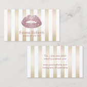 Roos Gold Glitter Lips Gold Stripes Makeup Artist Visitekaartje (Voorkant / Achterkant)