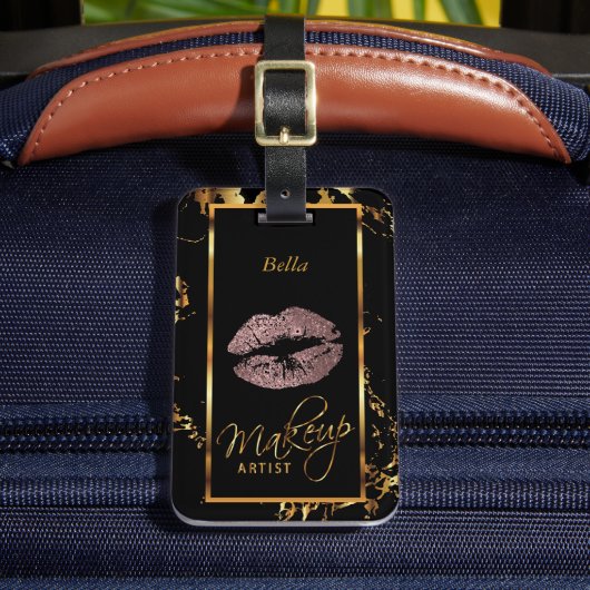 Roos Gold Glitter Lips - Makeup Artist Bagagelabel (Voorkant Insitu 2)