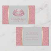Roos Gold Glitter Lips Makeup Artist Elegant Visitekaartje (Voorkant / Achterkant)